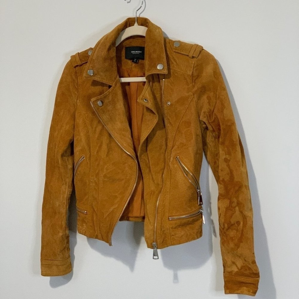 BEST JACKET FULLY LINED SOFT SUEDE LEATHER | AMBER GOLD YELLOW MUSTARD NUGGET OR - Picture 6 of 14